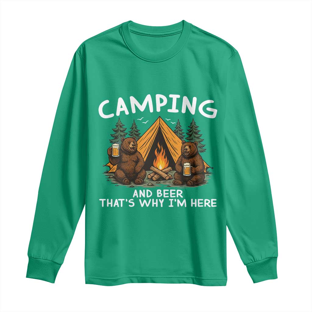 Funny Camping Beer Long Sleeve Shirt Bear Drinking Lover Gift - Wonder Print Shop
