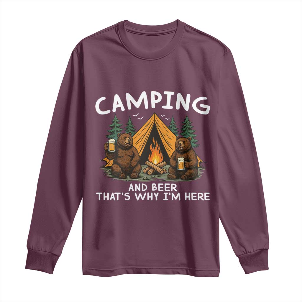 Funny Camping Beer Long Sleeve Shirt Bear Drinking Lover Gift - Wonder Print Shop