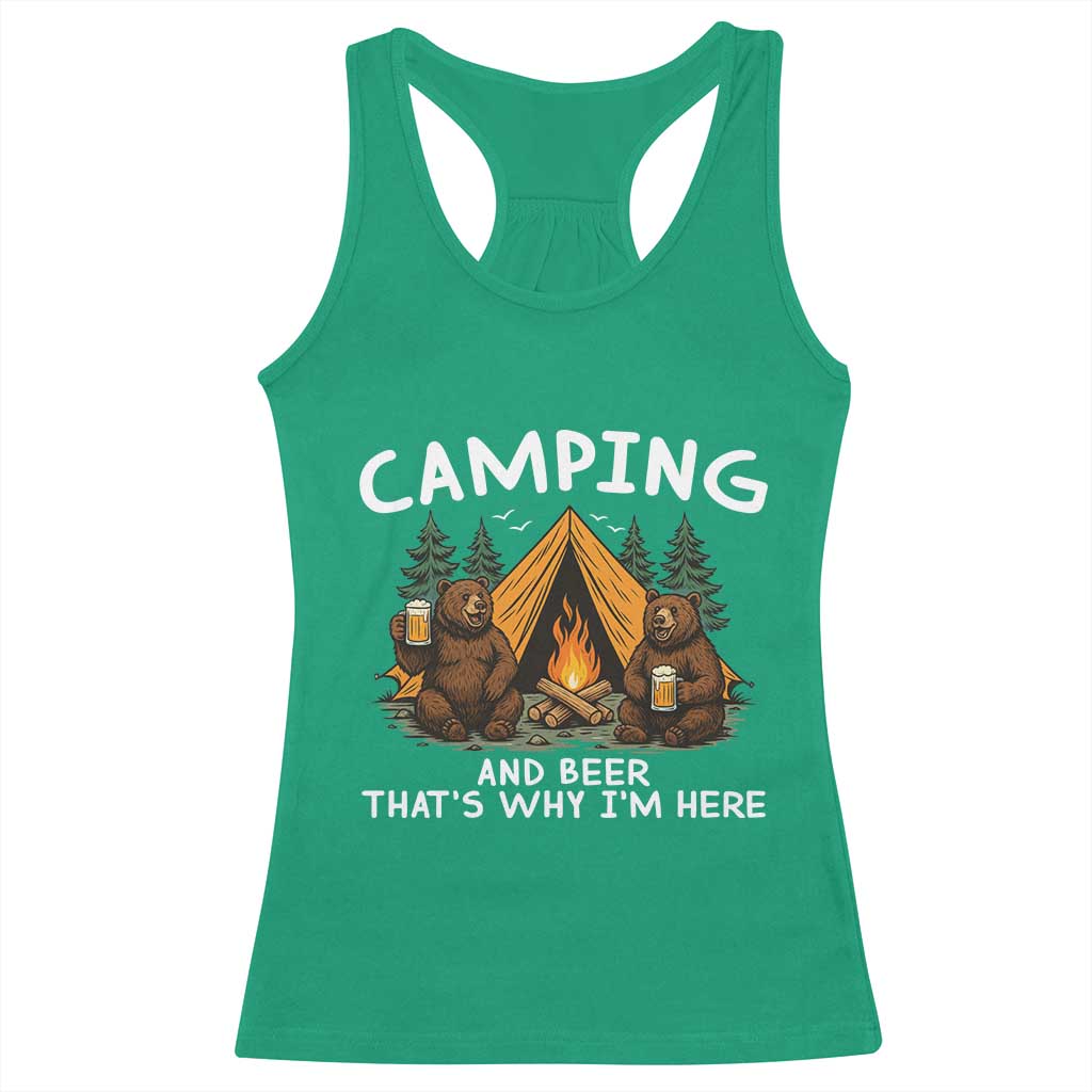 Funny Camping Beer Racerback Tank Top Bear Drinking Lover Gift - Wonder Print Shop