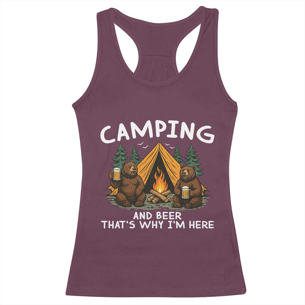 Funny Camping Beer Racerback Tank Top Bear Drinking Lover Gift - Wonder Print Shop