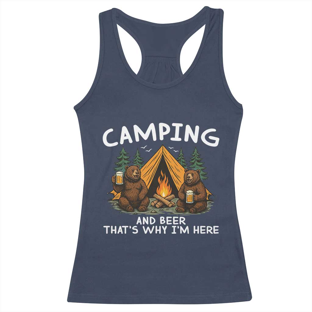 Funny Camping Beer Racerback Tank Top Bear Drinking Lover Gift - Wonder Print Shop