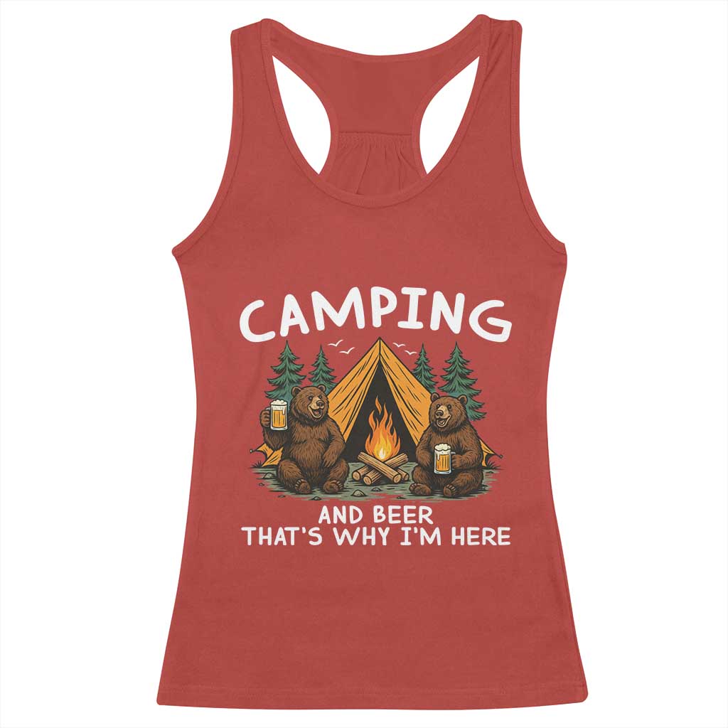 Funny Camping Beer Racerback Tank Top Bear Drinking Lover Gift - Wonder Print Shop