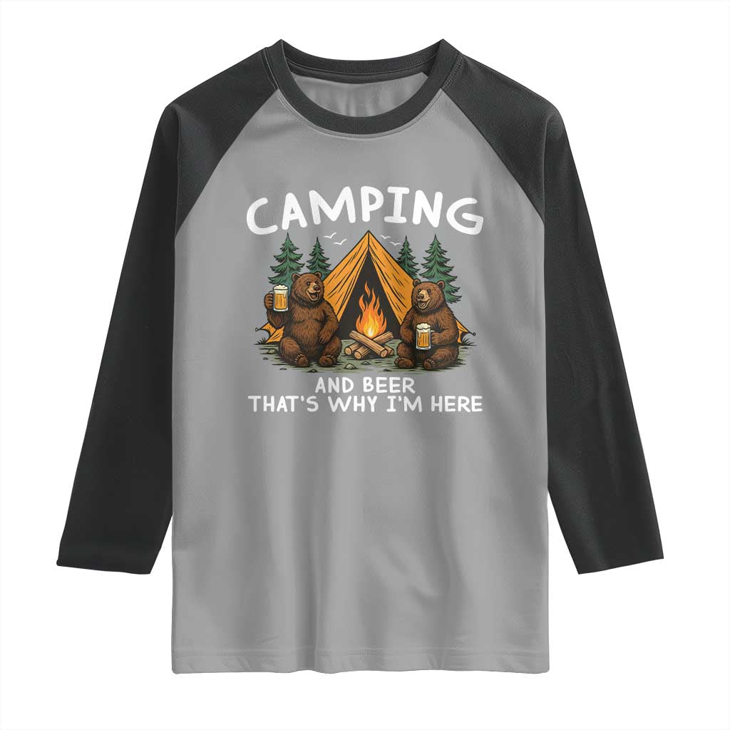 Funny Camping Beer Raglan Shirt Bear Drinking Lover Gift - Wonder Print Shop