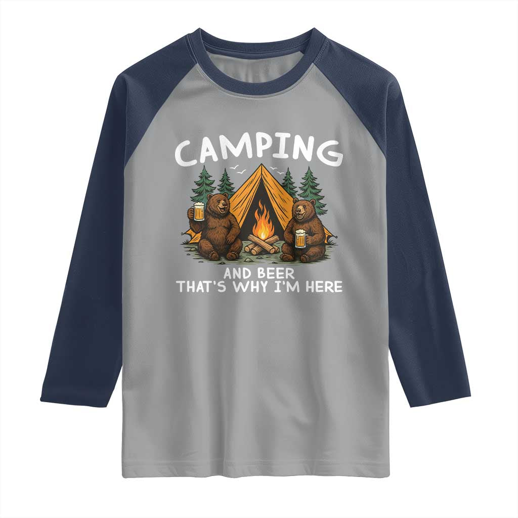 Funny Camping Beer Raglan Shirt Bear Drinking Lover Gift - Wonder Print Shop