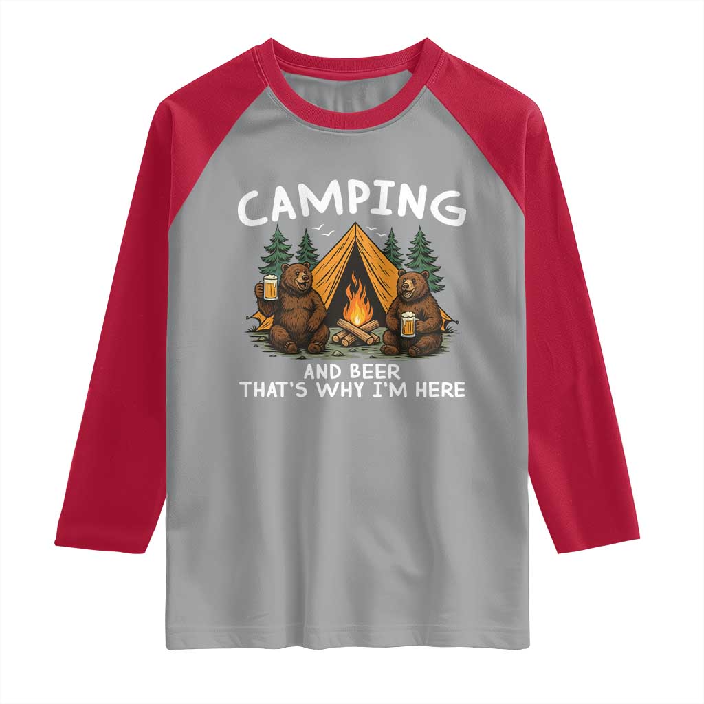 Funny Camping Beer Raglan Shirt Bear Drinking Lover Gift - Wonder Print Shop