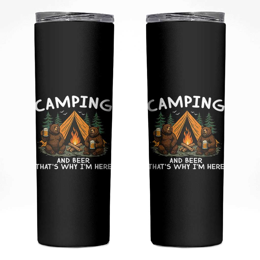 Funny Camping Beer Skinny Tumbler Bear Drinking Lover Gift - Wonder Print Shop