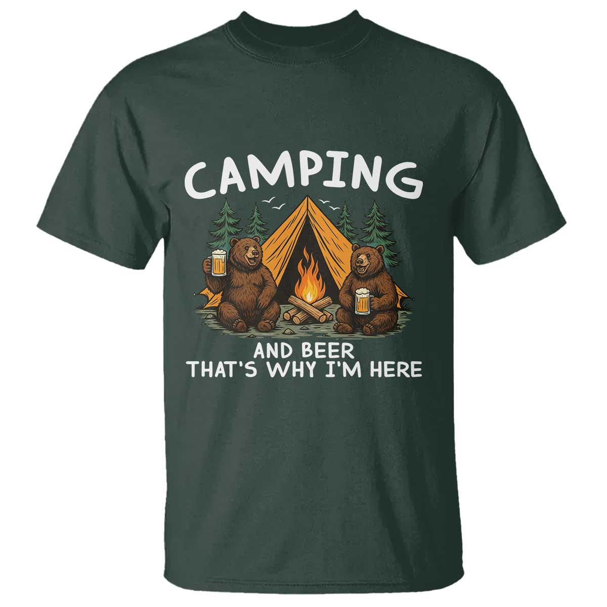 Funny Camping Beer T Shirt Bear Drinking Lover Gift - Wonder Print Shop