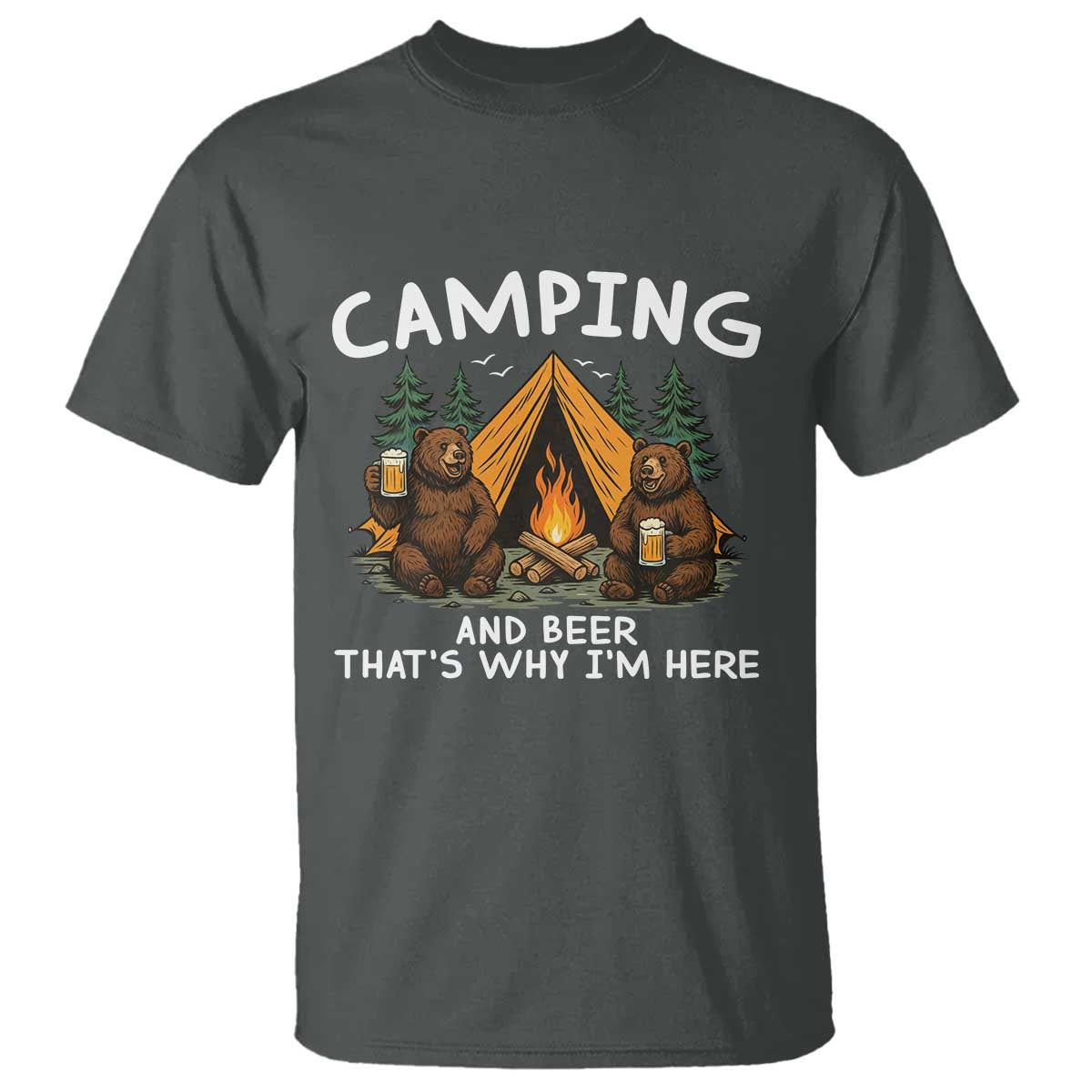 Funny Camping Beer T Shirt Bear Drinking Lover Gift - Wonder Print Shop