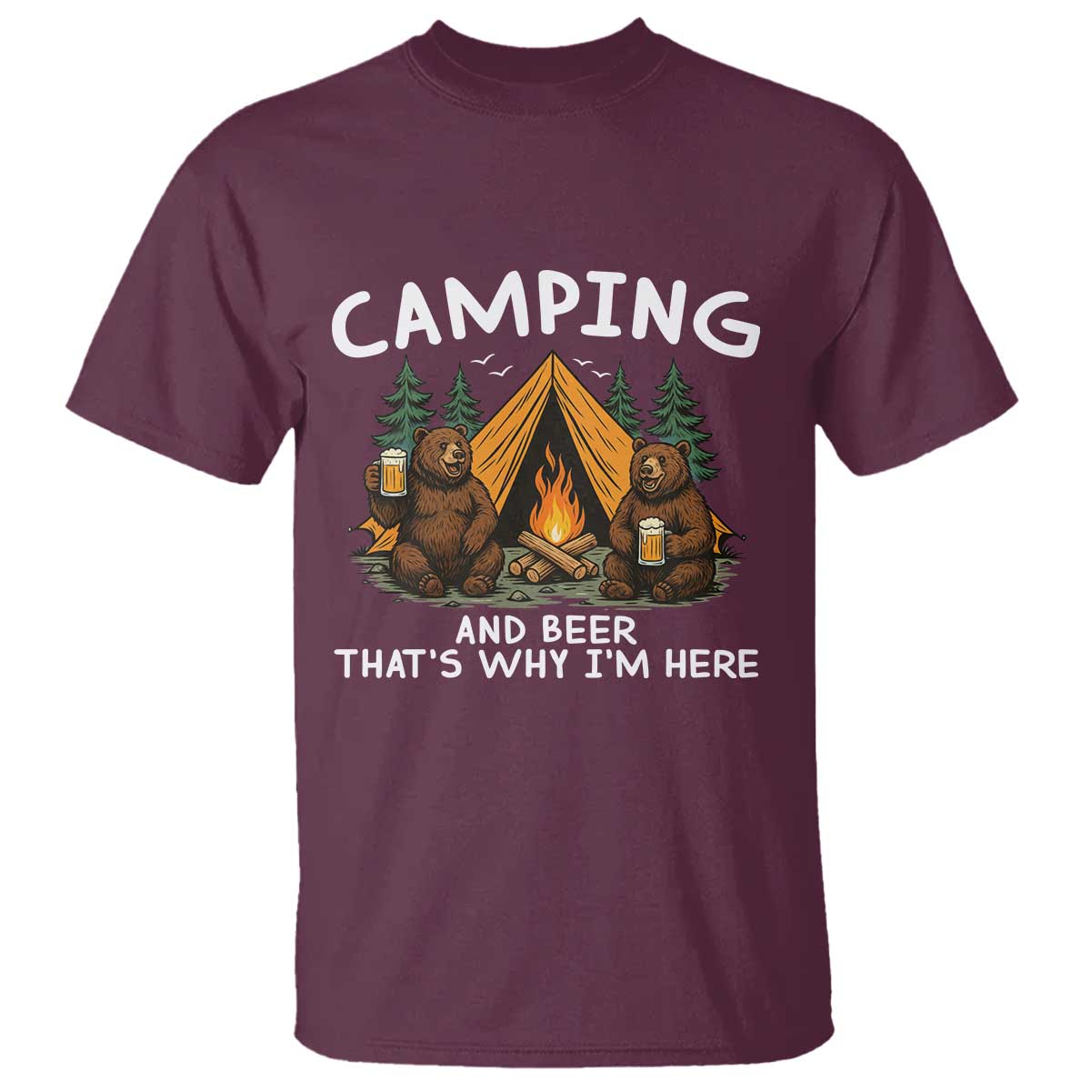 Funny Camping Beer T Shirt Bear Drinking Lover Gift - Wonder Print Shop