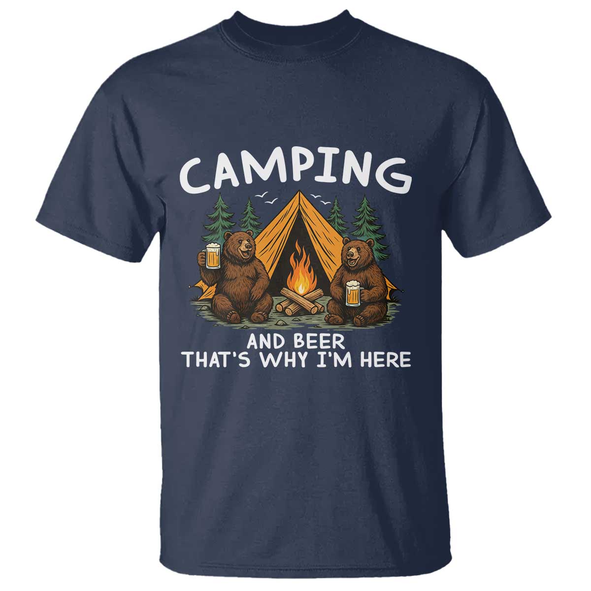 Funny Camping Beer T Shirt Bear Drinking Lover Gift - Wonder Print Shop