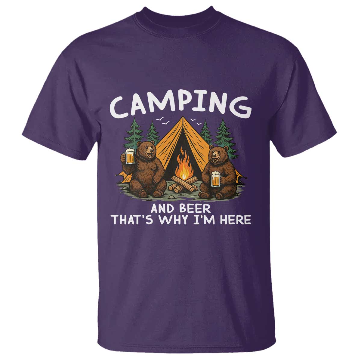 Funny Camping Beer T Shirt Bear Drinking Lover Gift - Wonder Print Shop