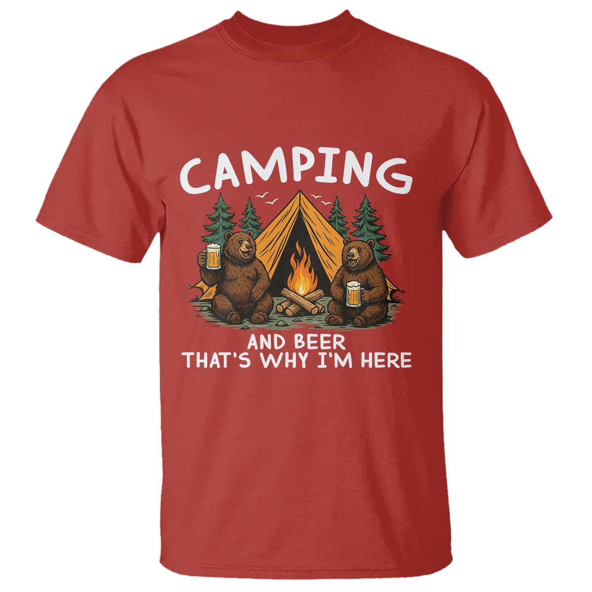 Funny Camping Beer T Shirt Bear Drinking Lover Gift - Wonder Print Shop