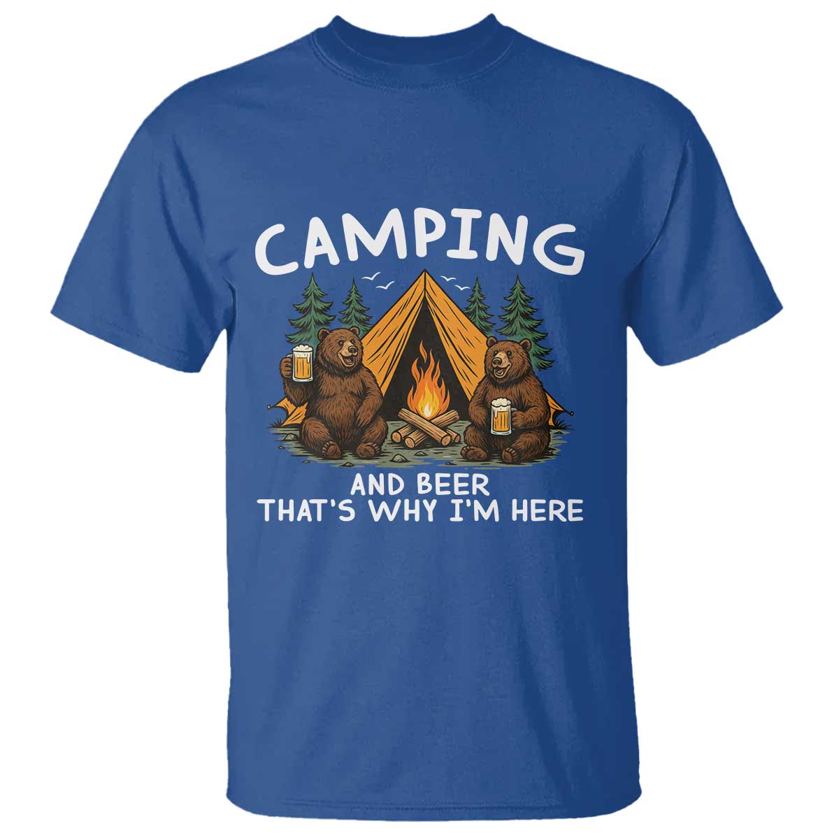 Funny Camping Beer T Shirt Bear Drinking Lover Gift - Wonder Print Shop