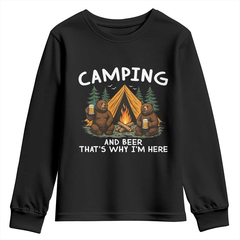 Funny Camping Beer Youth Sweatshirt Bear Drinking Lover Gift - Wonder Print Shop
