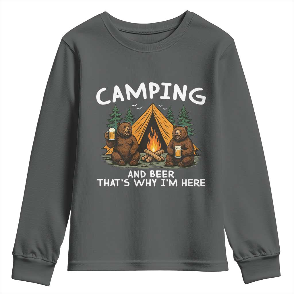 Funny Camping Beer Youth Sweatshirt Bear Drinking Lover Gift - Wonder Print Shop