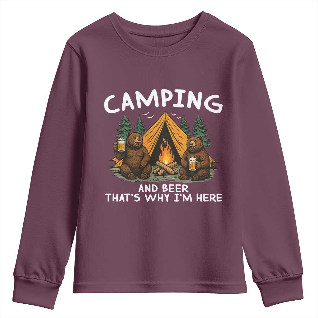 Funny Camping Beer Youth Sweatshirt Bear Drinking Lover Gift - Wonder Print Shop