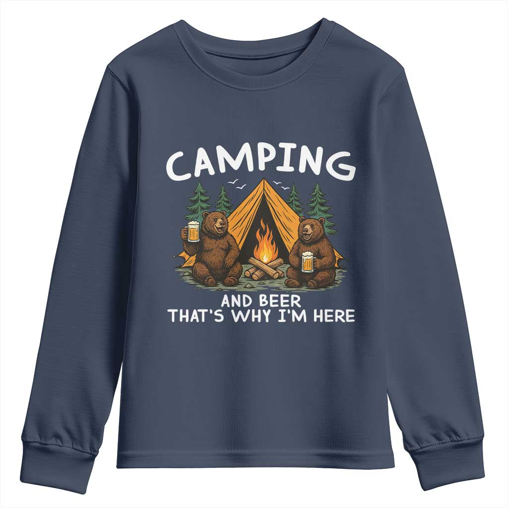 Funny Camping Beer Youth Sweatshirt Bear Drinking Lover Gift - Wonder Print Shop