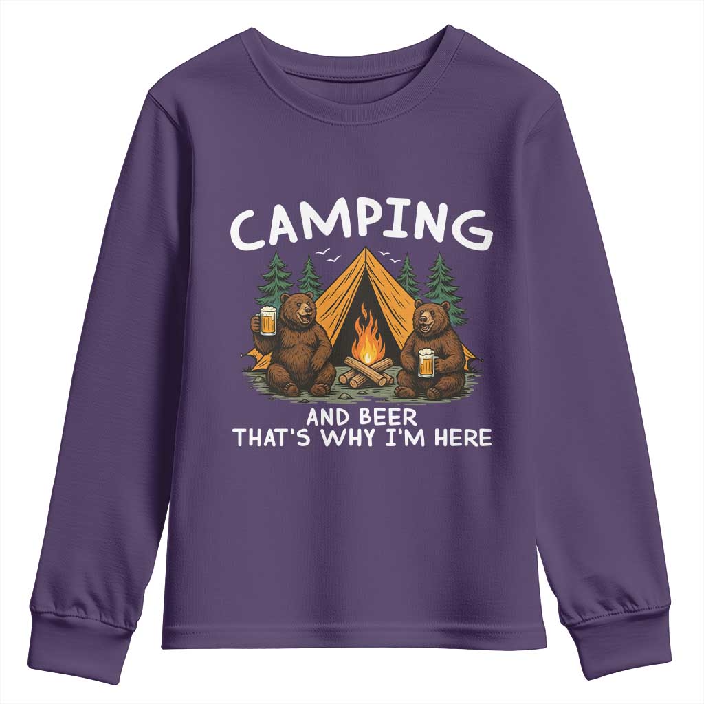 Funny Camping Beer Youth Sweatshirt Bear Drinking Lover Gift - Wonder Print Shop