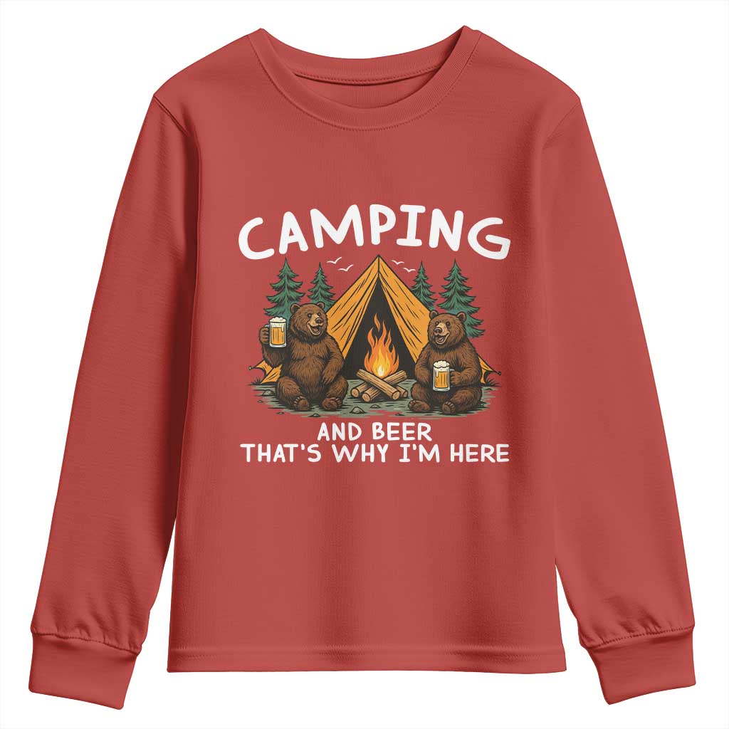Funny Camping Beer Youth Sweatshirt Bear Drinking Lover Gift - Wonder Print Shop