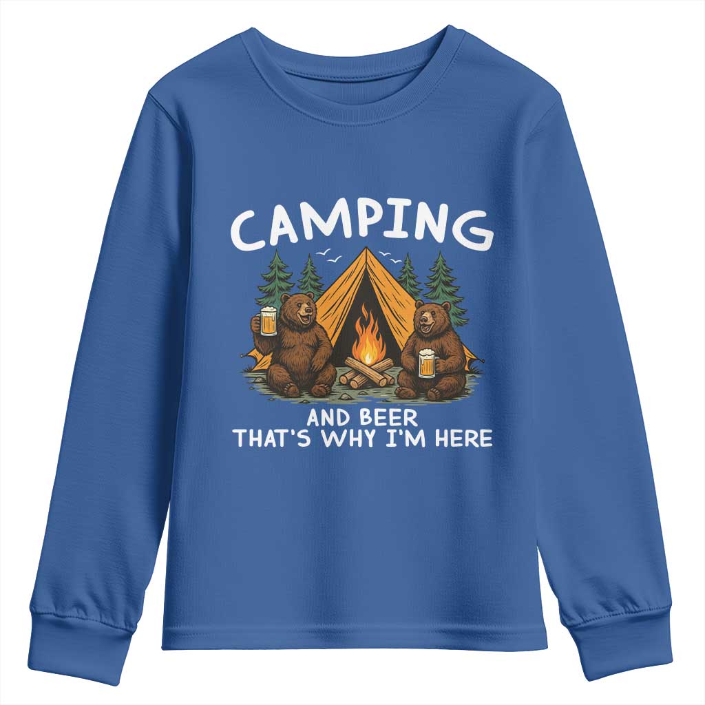 Funny Camping Beer Youth Sweatshirt Bear Drinking Lover Gift - Wonder Print Shop