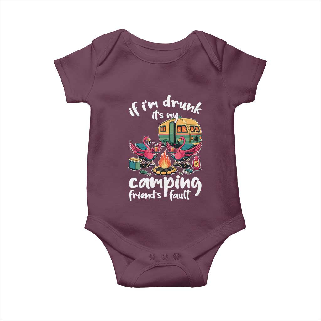 Funny Flamingo Camping Baby Onesie If I Am Drunk It Is My Friend Fault - Wonder Print Shop