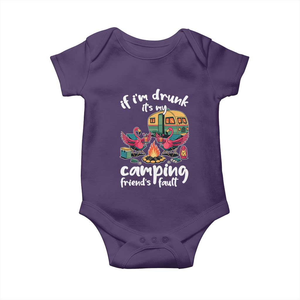 Funny Flamingo Camping Baby Onesie If I Am Drunk It Is My Friend Fault - Wonder Print Shop