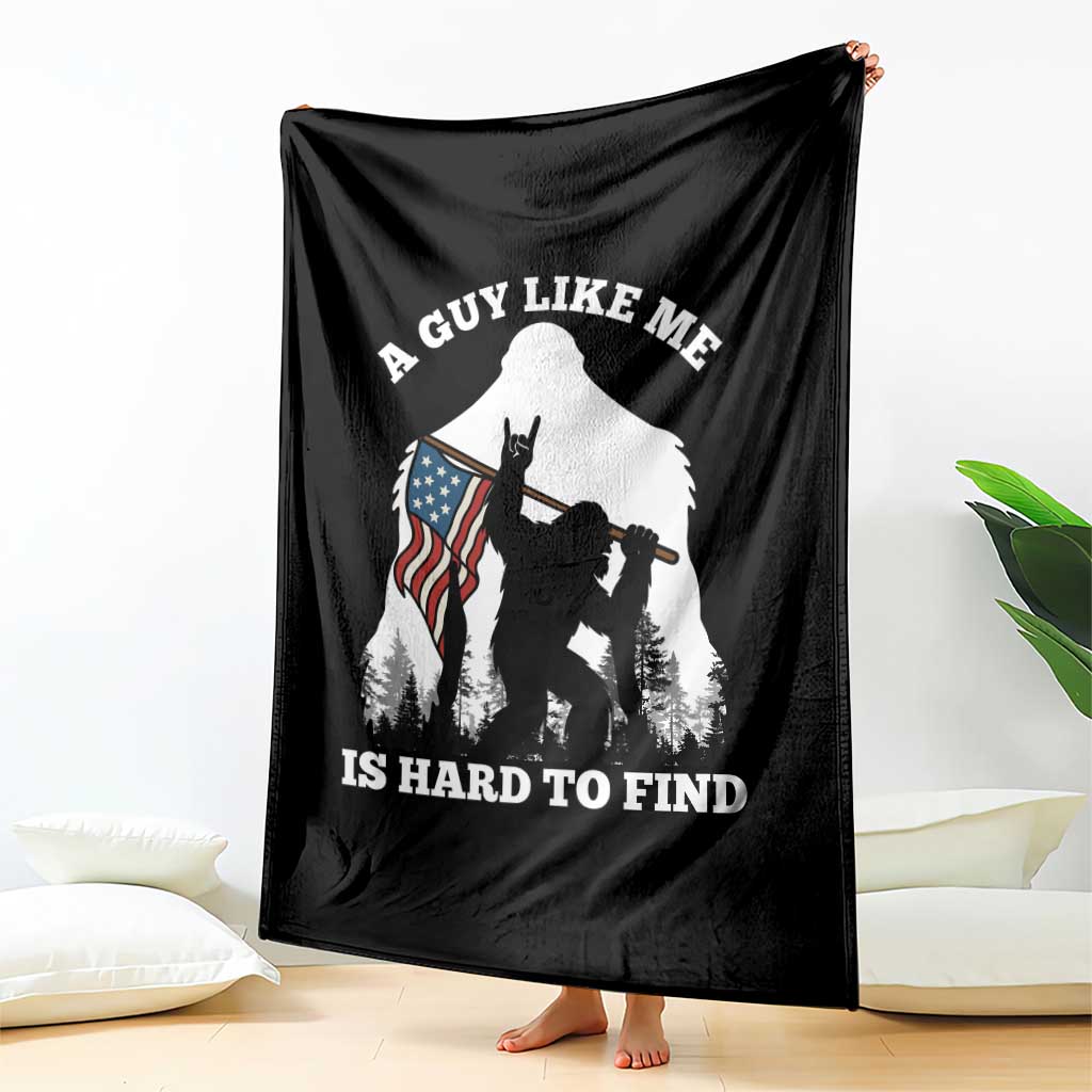 Bigfoot Patriotic American Flag Throw Blanket Funny Sasquatch A Guy Like Me Is Hard To Find - Wonder Print Shop