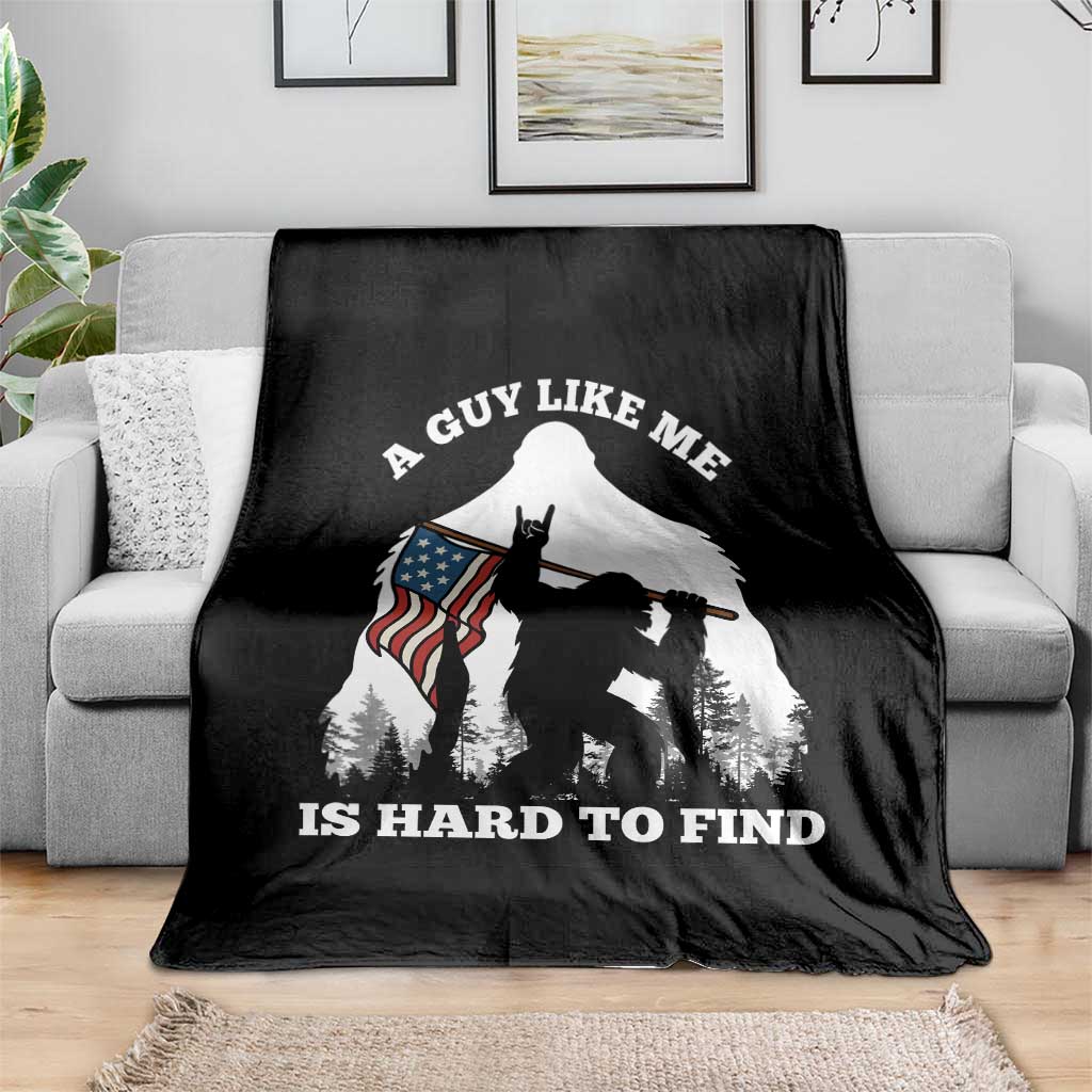 Bigfoot Patriotic American Flag Throw Blanket Funny Sasquatch A Guy Like Me Is Hard To Find - Wonder Print Shop