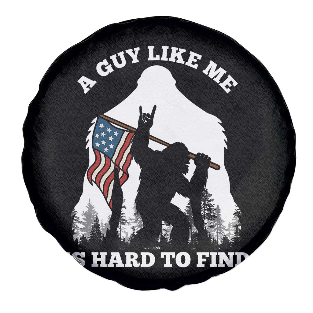 Bigfoot Patriotic American Flag Spare Tire Cover Funny Sasquatch A Guy Like Me Is Hard To Find - Wonder Print Shop