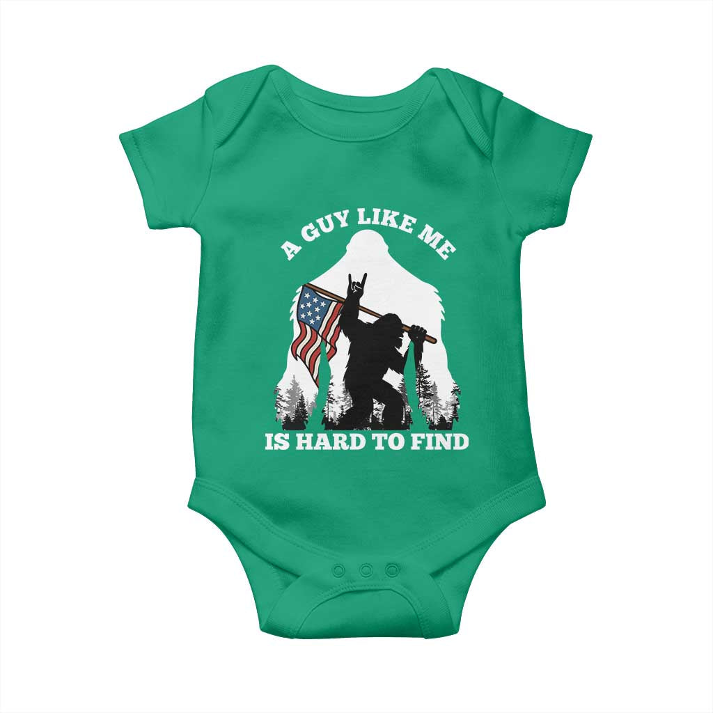 Bigfoot Patriotic American Flag Baby Onesie Funny Sasquatch A Guy Like Me Is Hard To Find - Wonder Print Shop