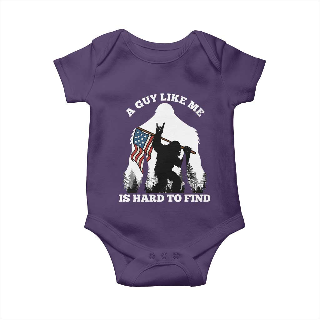 Bigfoot Patriotic American Flag Baby Onesie Funny Sasquatch A Guy Like Me Is Hard To Find - Wonder Print Shop