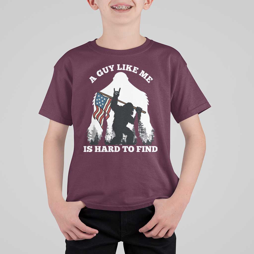 Bigfoot Patriotic American Flag T Shirt For Kid Funny Sasquatch A Guy Like Me Is Hard To Find - Wonder Print Shop