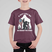 Bigfoot Patriotic American Flag T Shirt For Kid Funny Sasquatch A Guy Like Me Is Hard To Find - Wonder Print Shop