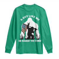 Bigfoot Patriotic American Flag Long Sleeve Shirt Funny Sasquatch A Guy Like Me Is Hard To Find - Wonder Print Shop