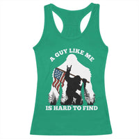 Bigfoot Patriotic American Flag Racerback Tank Top Funny Sasquatch A Guy Like Me Is Hard To Find - Wonder Print Shop