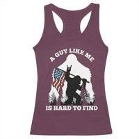 Bigfoot Patriotic American Flag Racerback Tank Top Funny Sasquatch A Guy Like Me Is Hard To Find - Wonder Print Shop