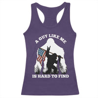 Bigfoot Patriotic American Flag Racerback Tank Top Funny Sasquatch A Guy Like Me Is Hard To Find - Wonder Print Shop