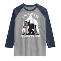 Bigfoot Patriotic American Flag Raglan Shirt Funny Sasquatch A Guy Like Me Is Hard To Find - Wonder Print Shop