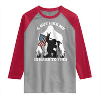 Bigfoot Patriotic American Flag Raglan Shirt Funny Sasquatch A Guy Like Me Is Hard To Find - Wonder Print Shop
