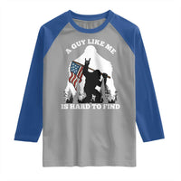 Bigfoot Patriotic American Flag Raglan Shirt Funny Sasquatch A Guy Like Me Is Hard To Find - Wonder Print Shop