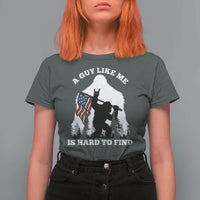 Bigfoot Patriotic American Flag T Shirt For Women Funny Sasquatch A Guy Like Me Is Hard To Find - Wonder Print Shop