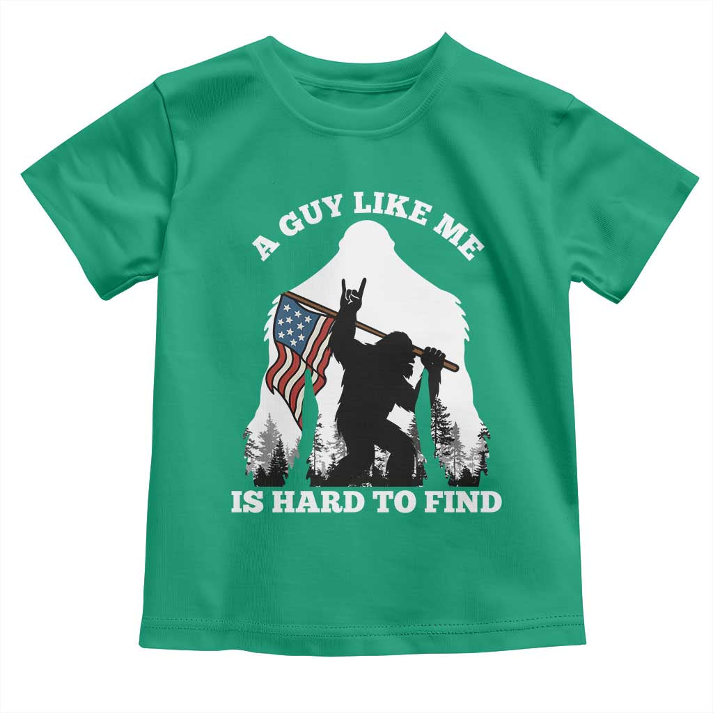Bigfoot Patriotic American Flag Toddler T Shirt Funny Sasquatch A Guy Like Me Is Hard To Find - Wonder Print Shop