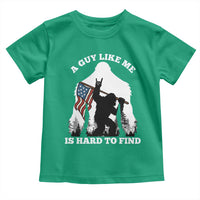 Bigfoot Patriotic American Flag Toddler T Shirt Funny Sasquatch A Guy Like Me Is Hard To Find - Wonder Print Shop