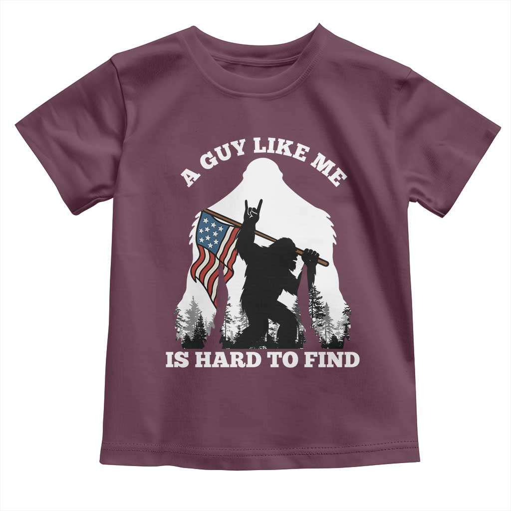 Bigfoot Patriotic American Flag Toddler T Shirt Funny Sasquatch A Guy Like Me Is Hard To Find - Wonder Print Shop