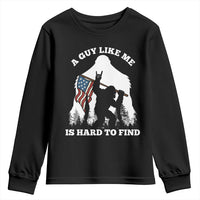 Bigfoot Patriotic American Flag Youth Sweatshirt Funny Sasquatch A Guy Like Me Is Hard To Find - Wonder Print Shop