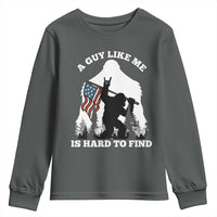 Bigfoot Patriotic American Flag Youth Sweatshirt Funny Sasquatch A Guy Like Me Is Hard To Find - Wonder Print Shop