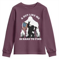 Bigfoot Patriotic American Flag Youth Sweatshirt Funny Sasquatch A Guy Like Me Is Hard To Find - Wonder Print Shop