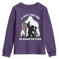 Bigfoot Patriotic American Flag Youth Sweatshirt Funny Sasquatch A Guy Like Me Is Hard To Find - Wonder Print Shop