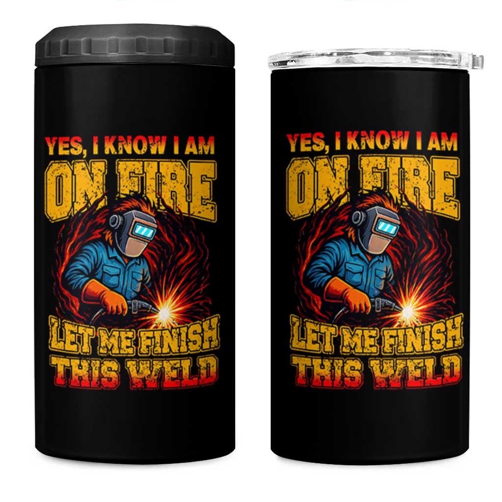 Funny Welding Bigfoot 4 in 1 Can Cooler Tumbler Cryptid Welder Sasquatch - Wonder Print Shop