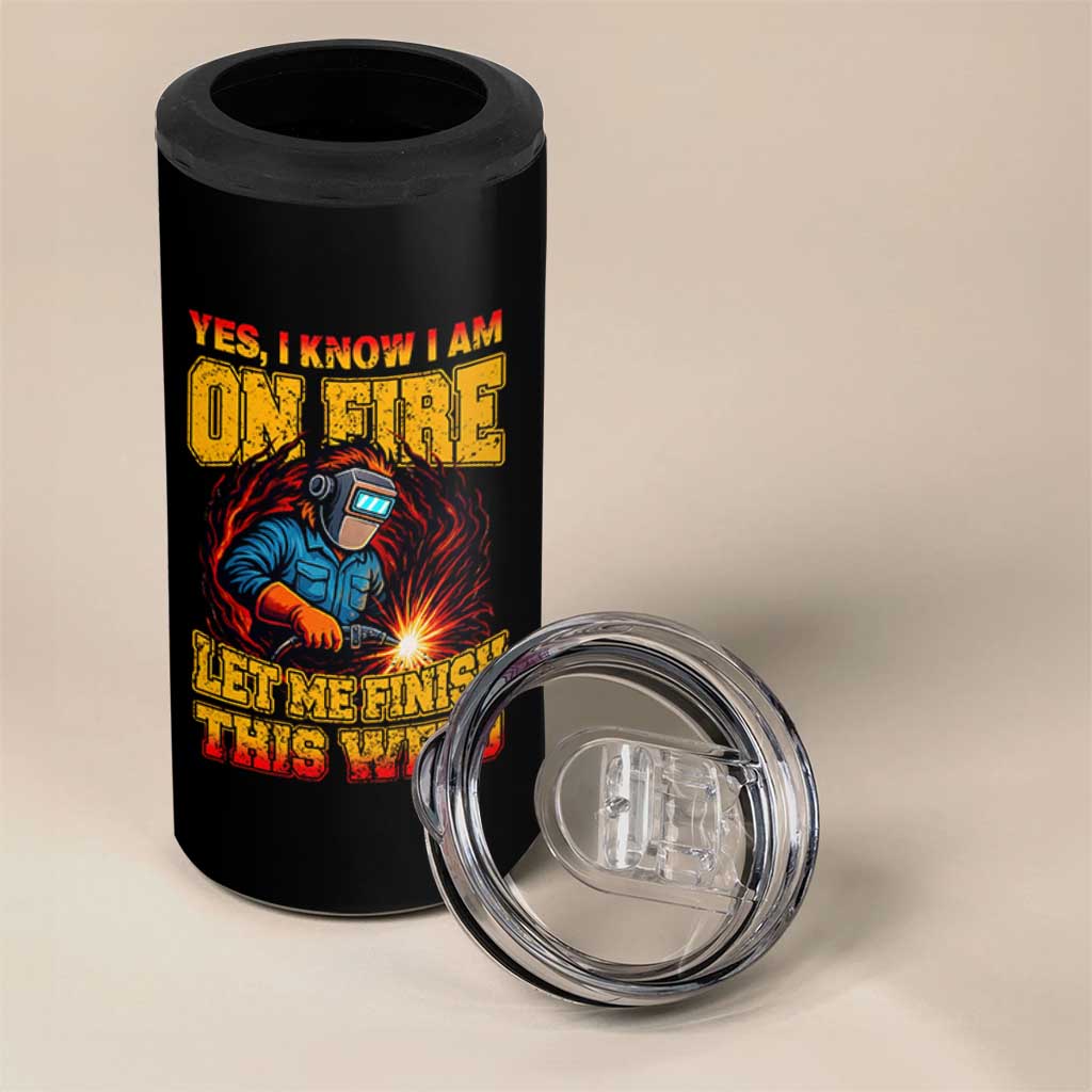 Funny Welding Bigfoot 4 in 1 Can Cooler Tumbler Cryptid Welder Sasquatch - Wonder Print Shop